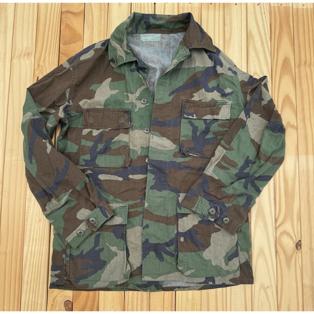 Vintage Army Woodland Camo BDU‎ Shirt Small Regular Coat USGI Hunting